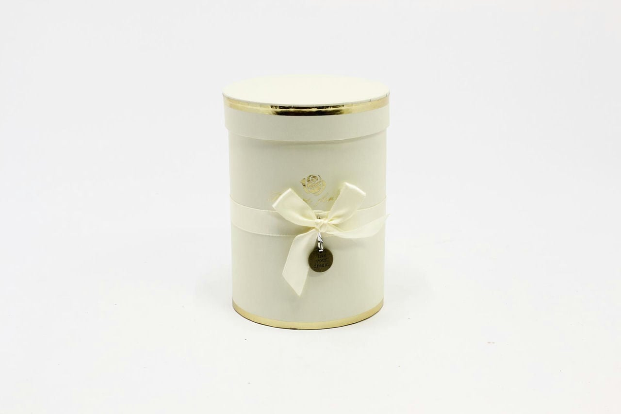 Коробка Цилиндр 13*17,5 см "Flowers for you" Бежевый (Арт) 720950/7-5