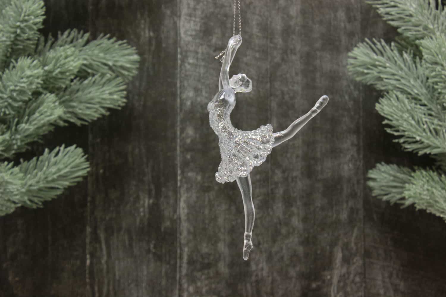 Украшение подвесное Балерина (пластик), 7х14см, Прозрачный/серебряный