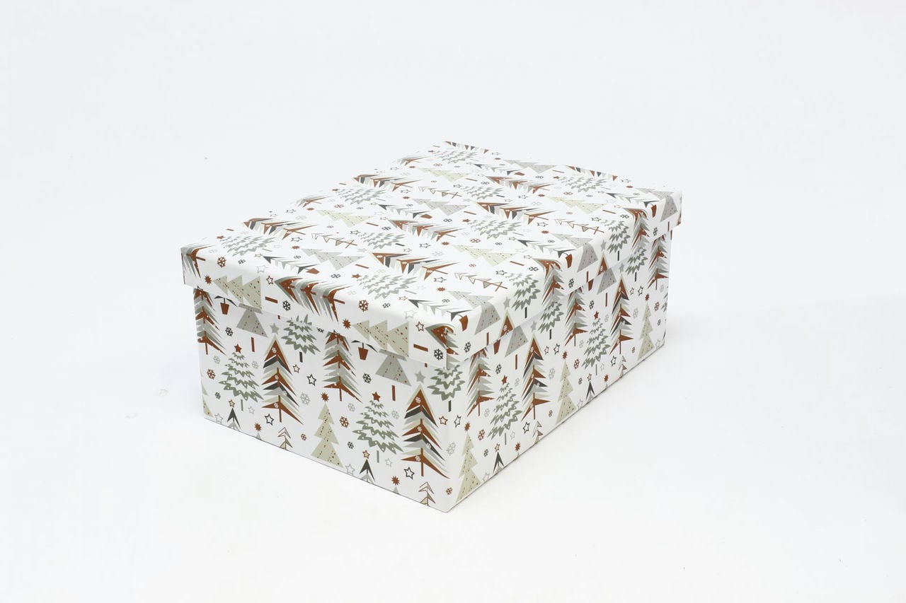 Коробка НГ прямоугольная 26,3*19,3*11,3 см "Елки" (Арт) 730604/1640-5