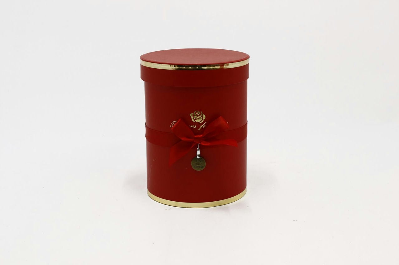 Коробка Цилиндр 15*19,5 см "Flowers for you" Красный (Арт) 720950/3-4