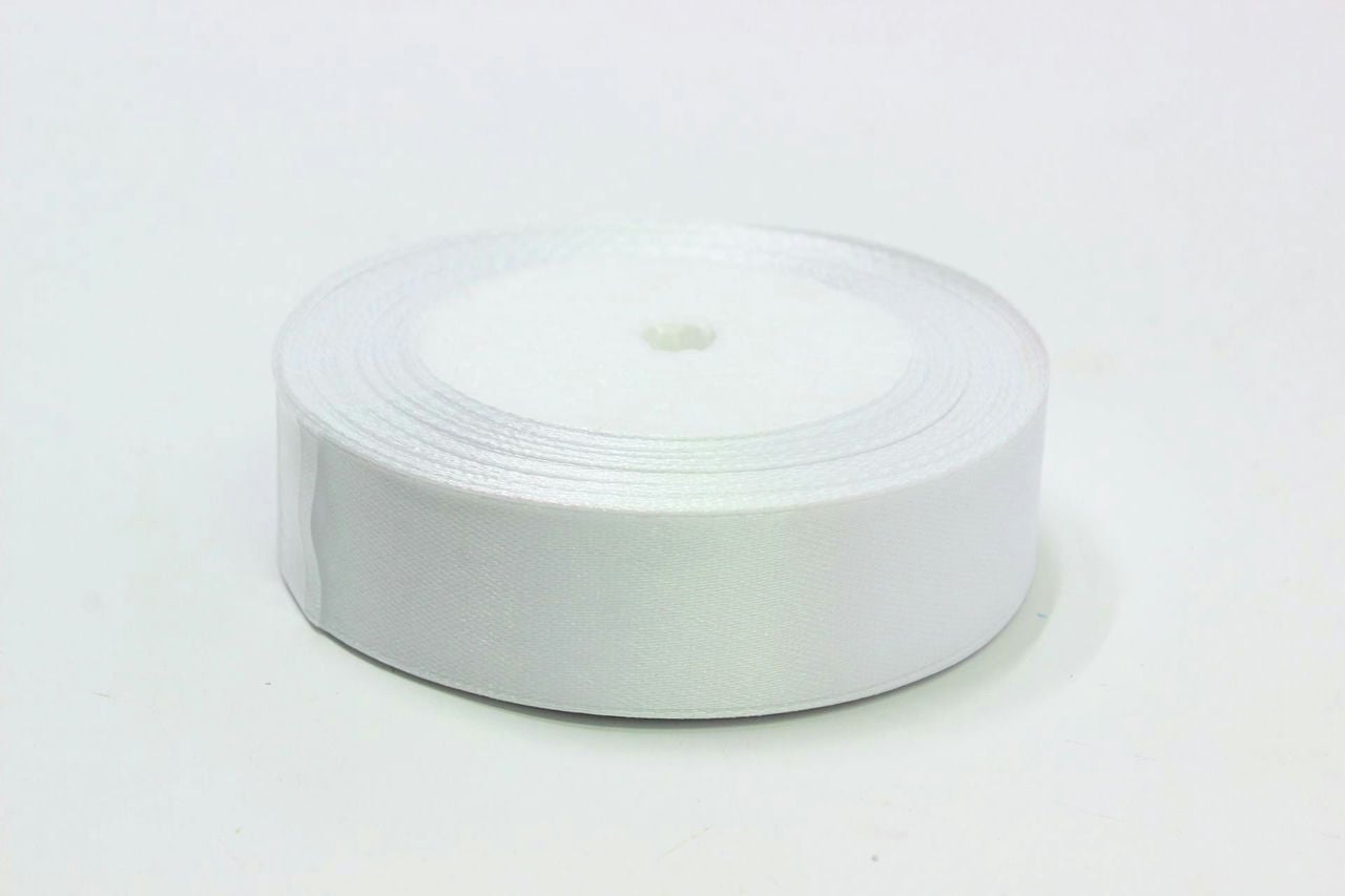 Лента Атласная (Сатин) 2,5см*25ярд Белый