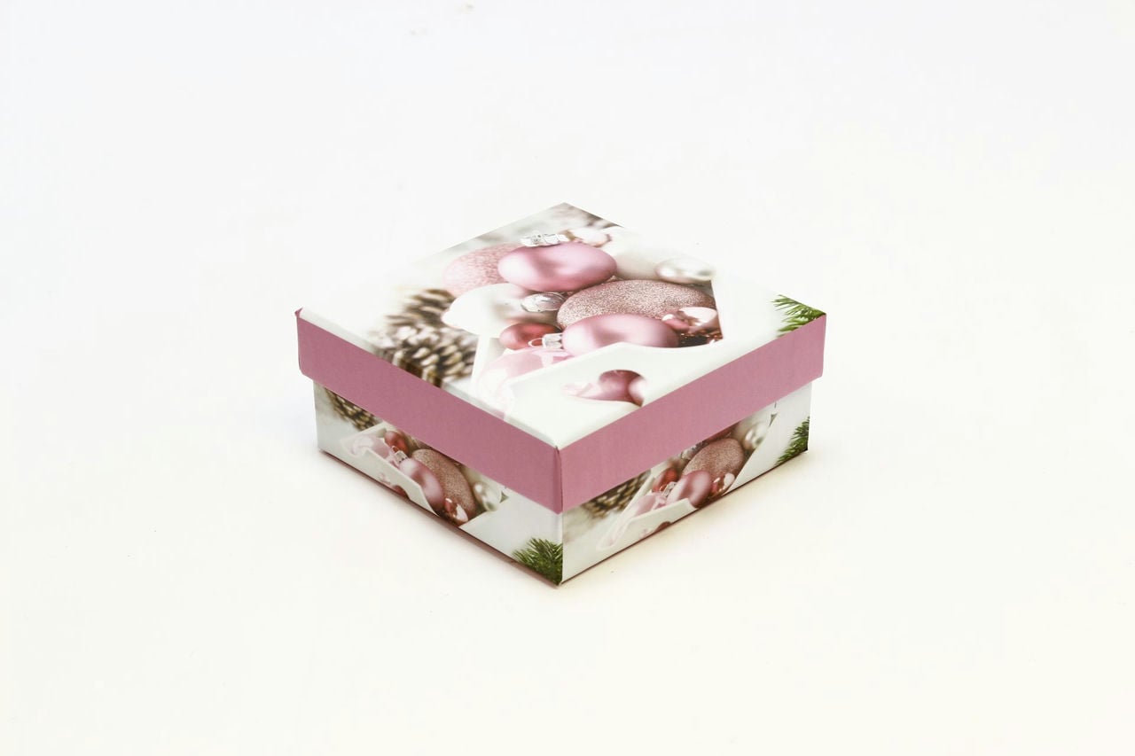 Коробка прямоугольная НГ 10,5*10,5*5 см "Розовые шары" (Арт) 4829227-3