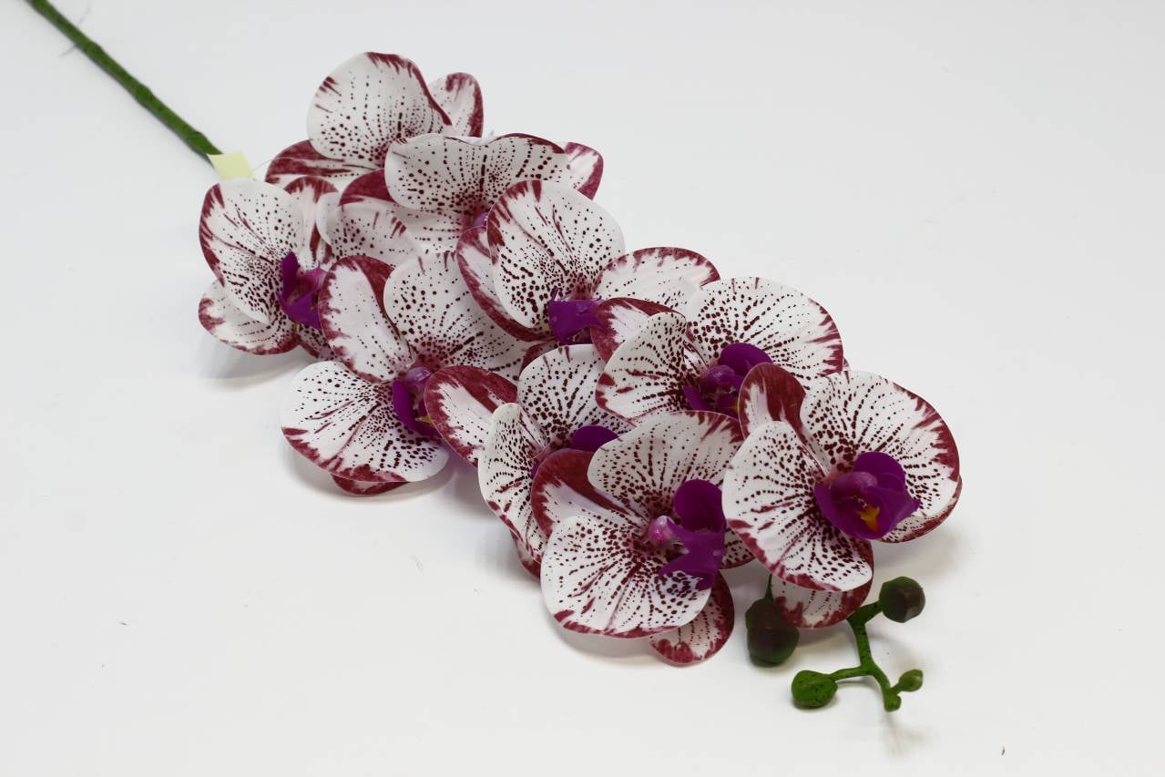 Ветка орхидеи H95см силикон  Бело/Сиреневый