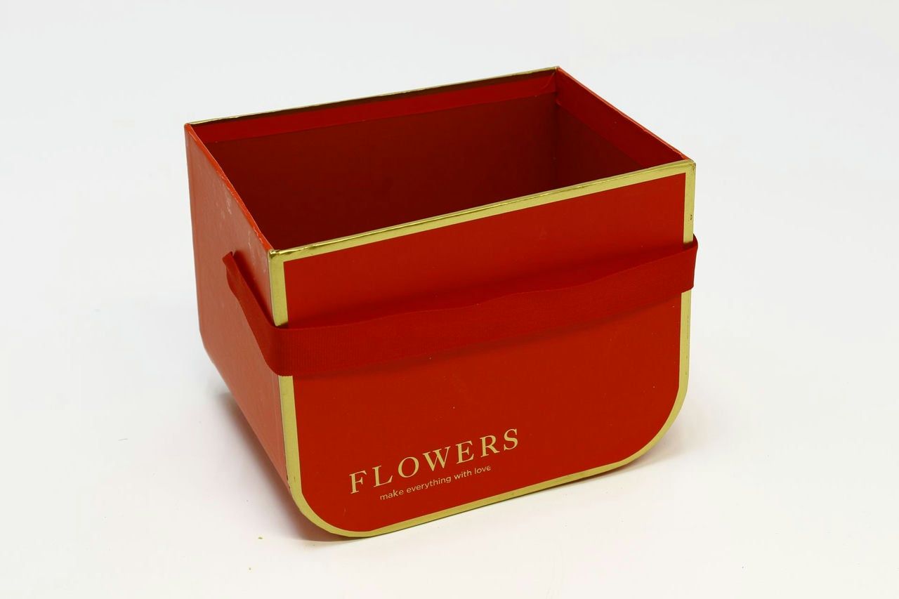 Коробка прямоугольная "Flowers" 16,5*12*12,5 с закругленнием, Красный (Арт) 720182/7-1