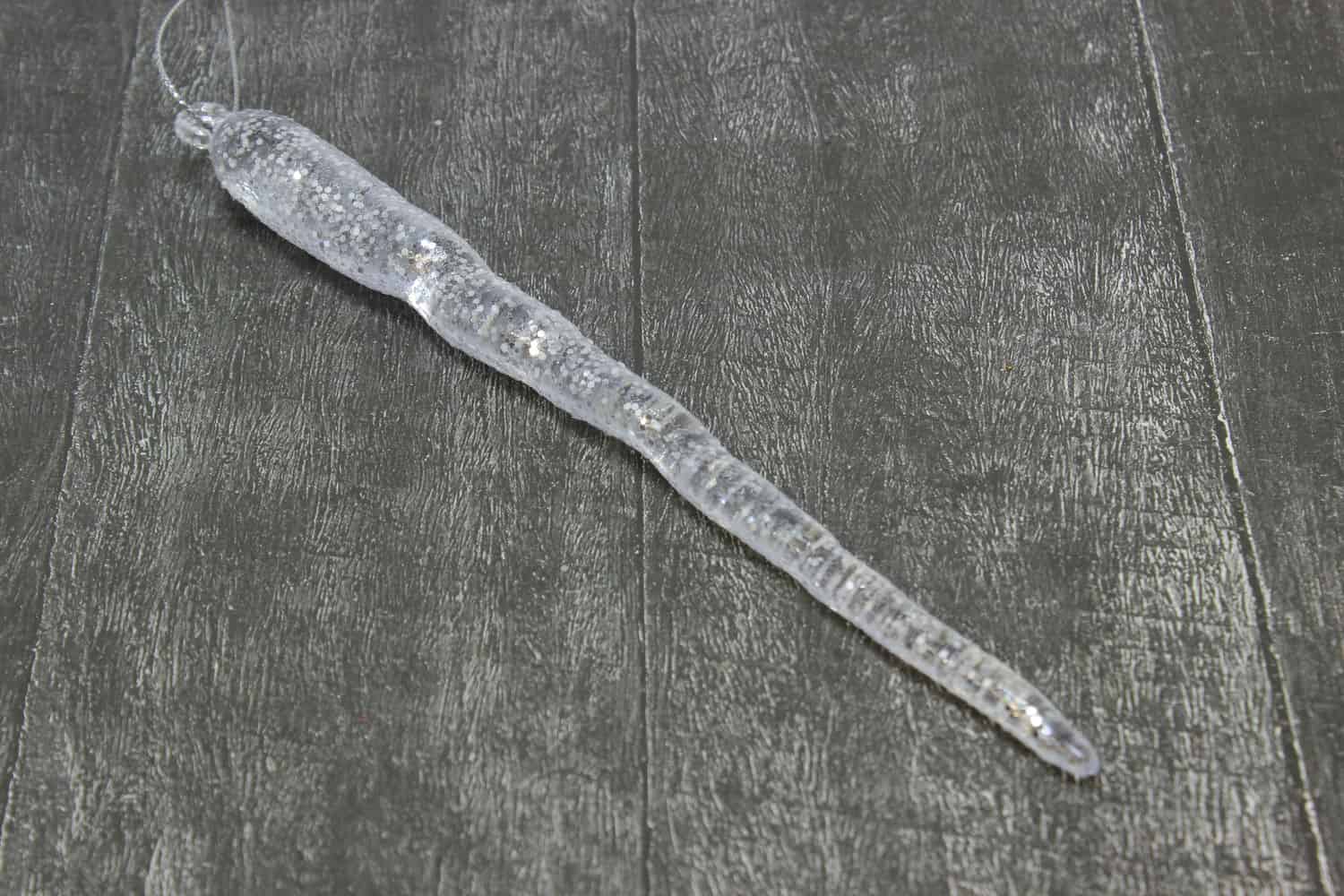 Украшение подвесное Сосулька с глиттером (пластик), 20см, Белый