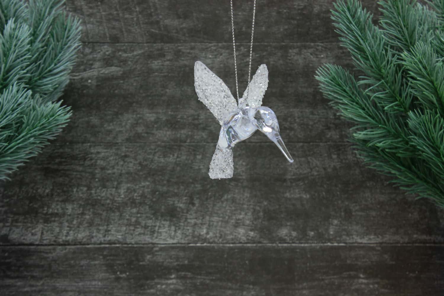 Украшение подвесное Колибри (пластик), 6,5x6см, Прозрачный/бел