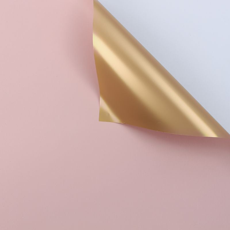 Пленка матовая двусторонняя 60см х 10м, Золото/светло-розовый (166)