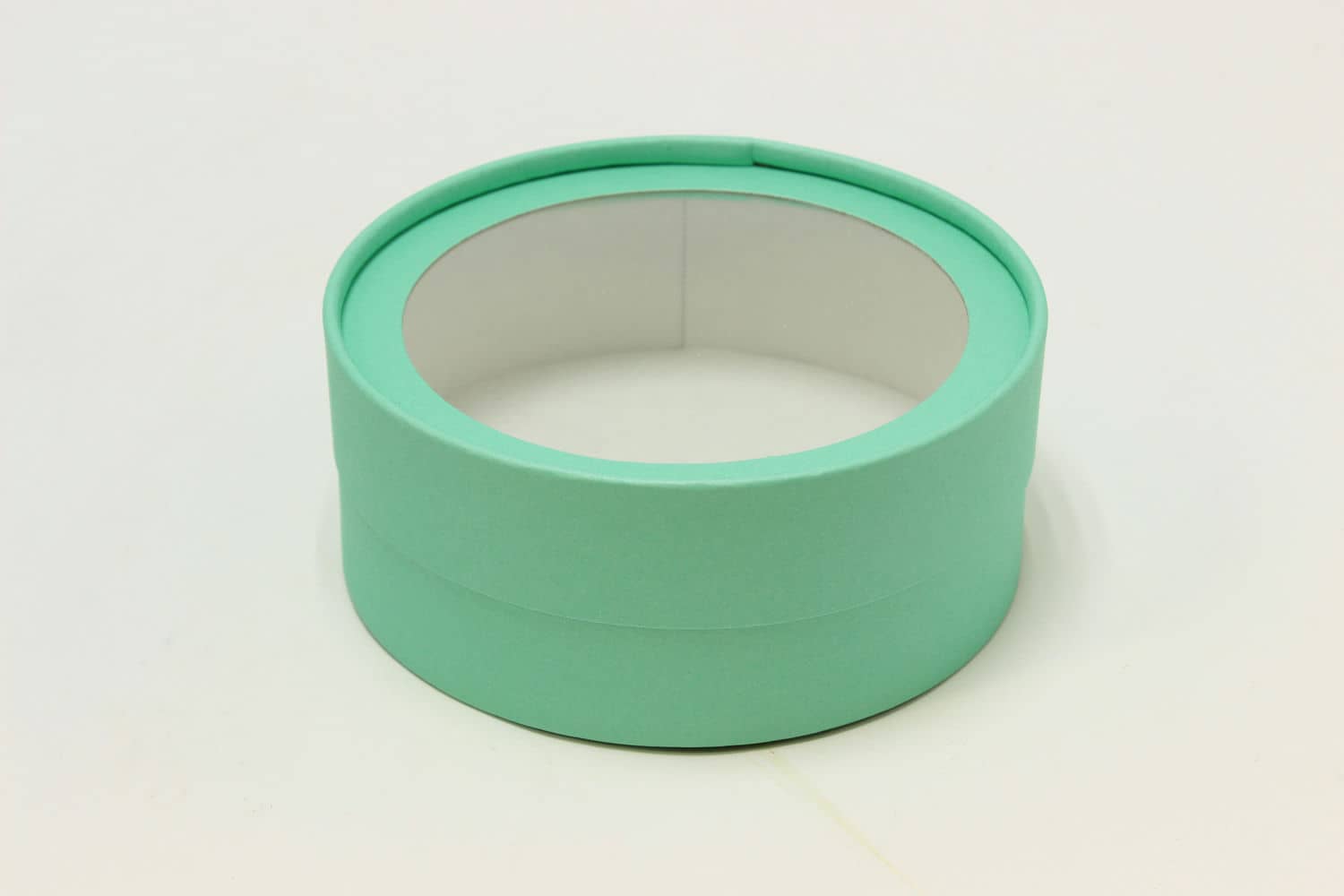 Подарочная коробка круглая с прозрачным окном D16*H5 Мятный №5