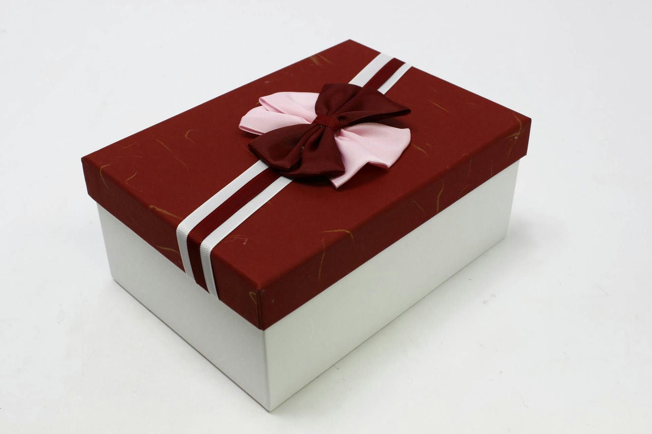Коробка прямоугольник "Праздник" Крышка Красная/Белый 23*16*9,5 см (Арт) 4829739-1Б
