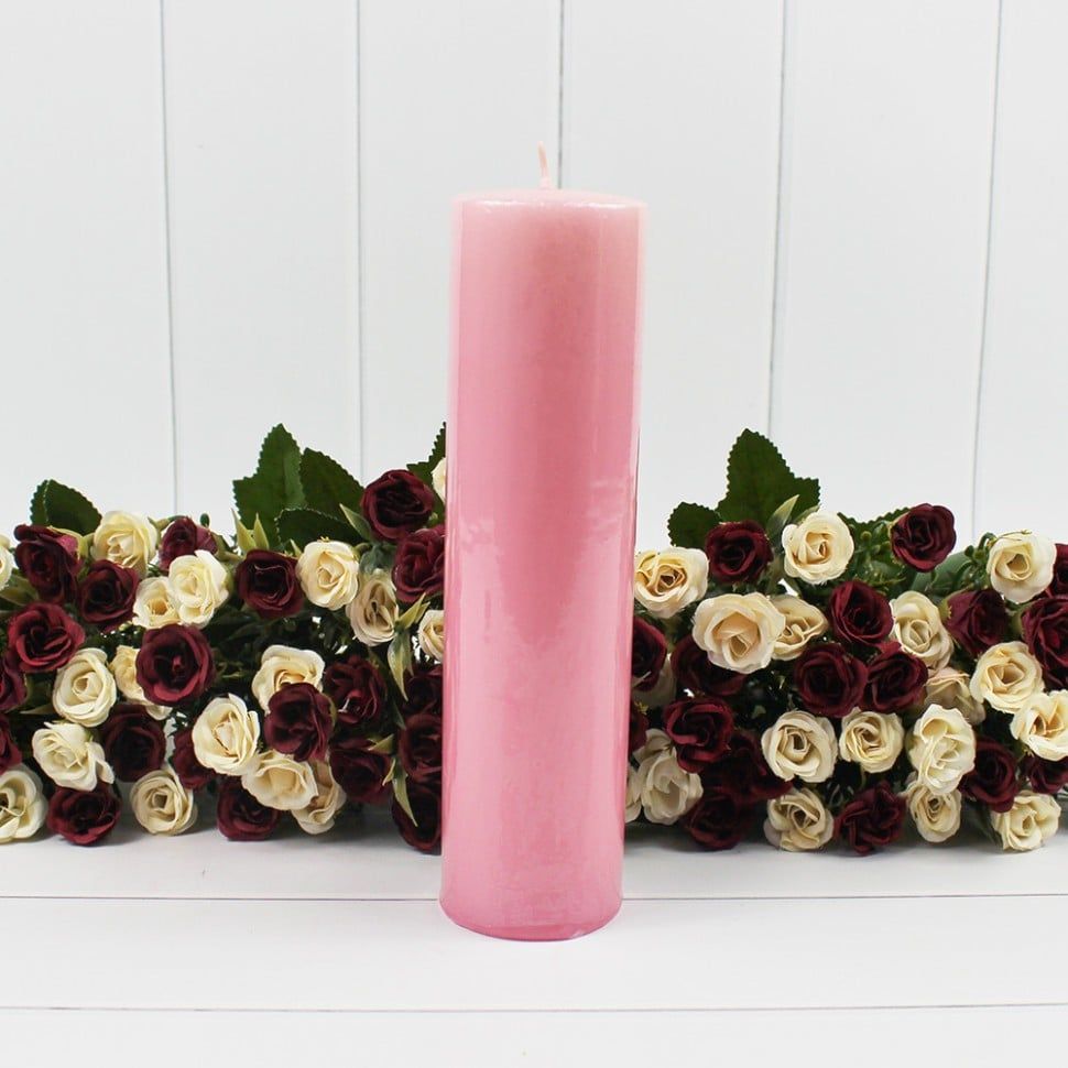Свечи для декора - Цилиндр 50 мм Н200 мм, "парафиновая" светло розовый