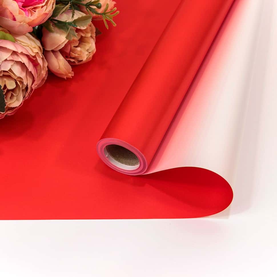 Плёнка 0,58*10м матовая двухсторонняя 65мкм Красный/Белый