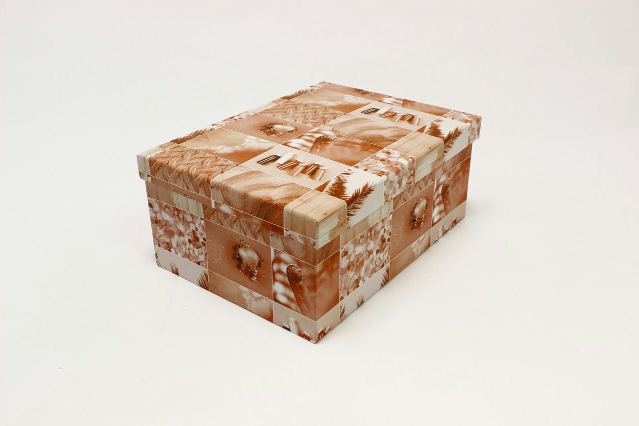 Коробка прямоугольная "Коллаж в персиковом тоне" 30,5*22,8*13,1 см (Арт) 721902/1799-7