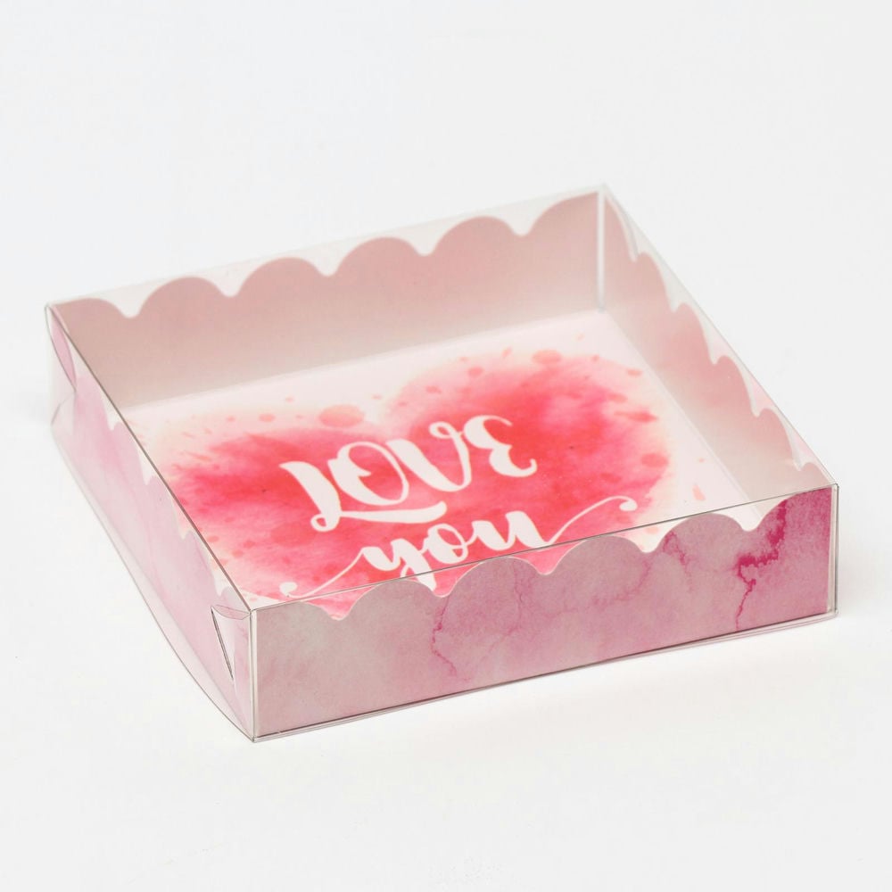 Коробочка для печенья с PVC крышкой, "Любовь", 12 х 12 х 3 см 5540493