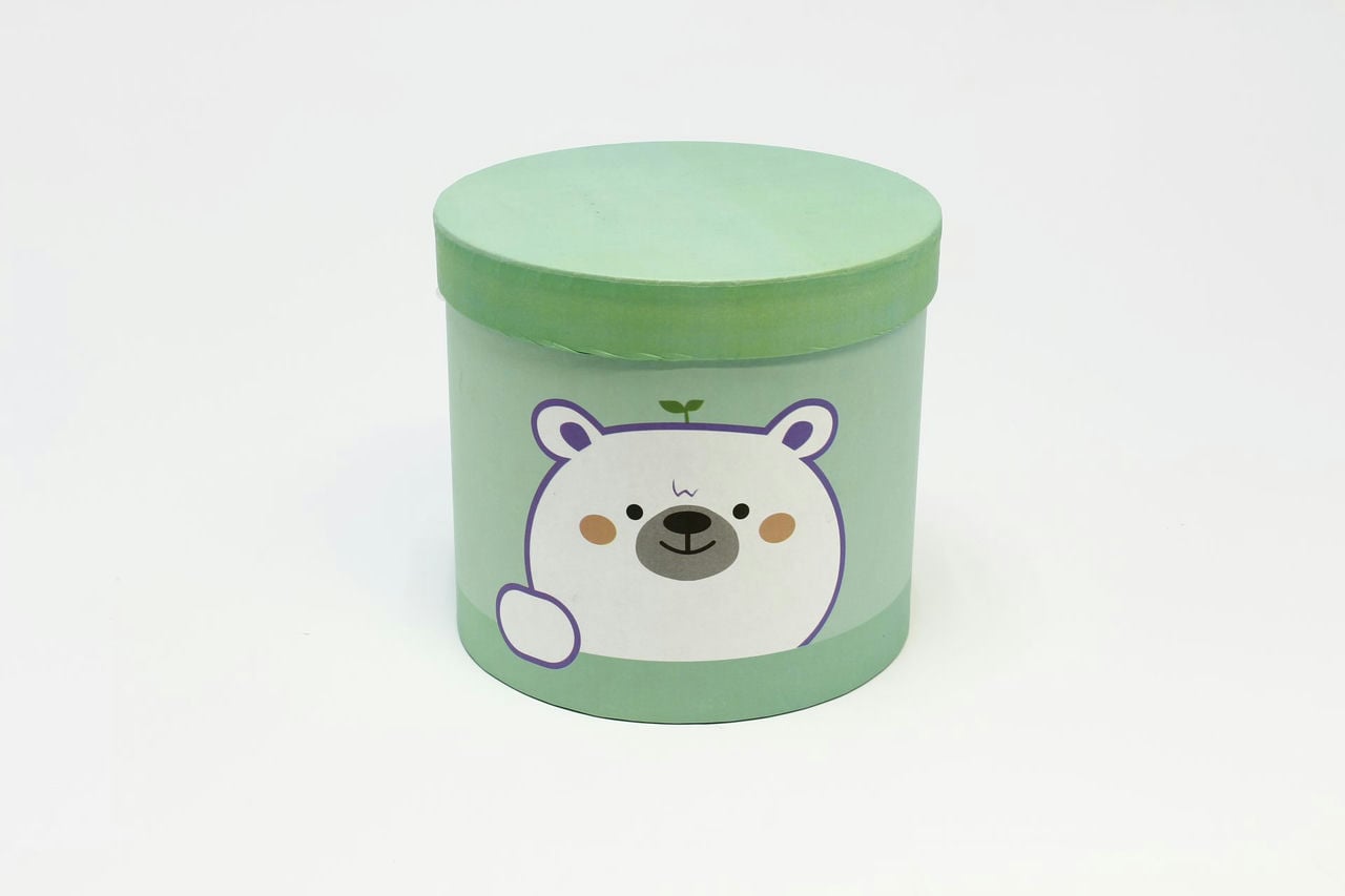 Коробка цилиндр "Мишка" 18.5*17 см, Зеленый (Арт) 88008561-1