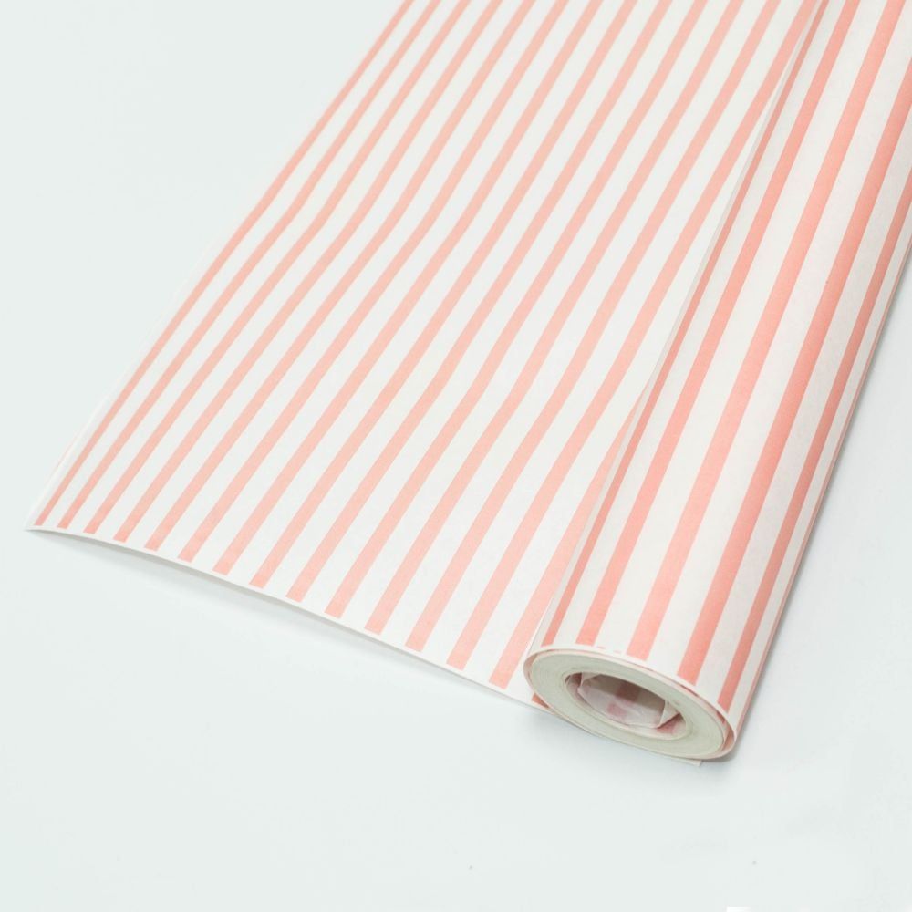 Бумага Белый крафт с рисунком "Полосы узкие" Нежно-розовый 70см (400гр)