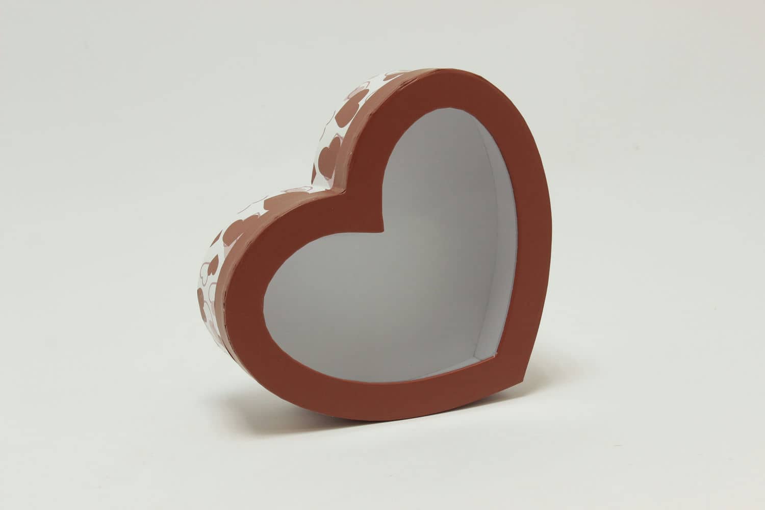 Коробка "Сердце" с прозрачной крышкой 19.5*17.5*5.5 см, Бордовый (Арт) 88037978-2