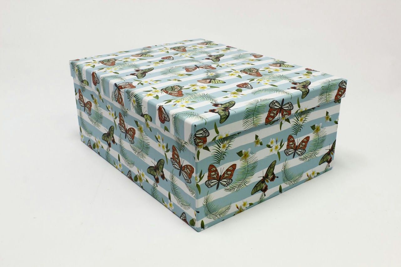 Коробка прямоугольная "Бабочки на полосатом фоне" 40,5*31,3*16,5 см (Арт) 721902/1478-2