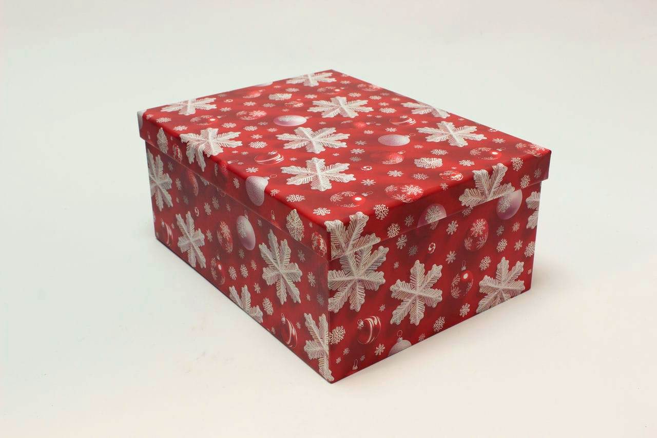 Коробка НГ прямоугольная 30*22,8*13,3 см  "Игрушки и снежинки" (Арт) 730604/2629-3