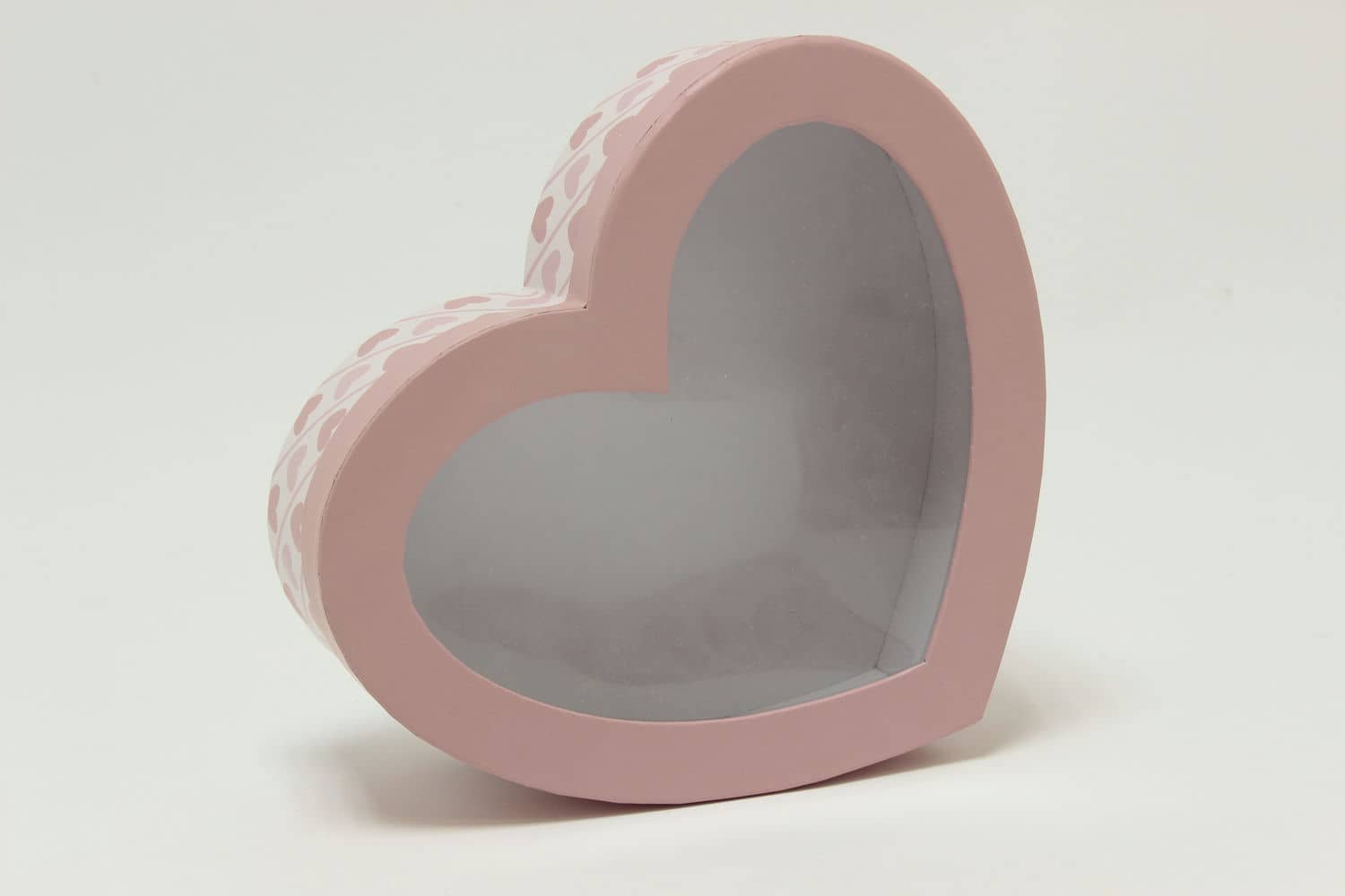 Коробка "Сердце" с прозрачной крышкой 22*19.5*6.5 см, Розовый (Арт) 88037976-1