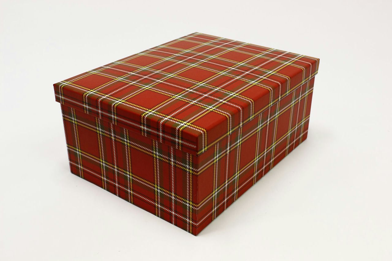 Коробка прямоугольная "Клетка" Красный 32*24,5*14,4 см (Арт) 721604/500-2
