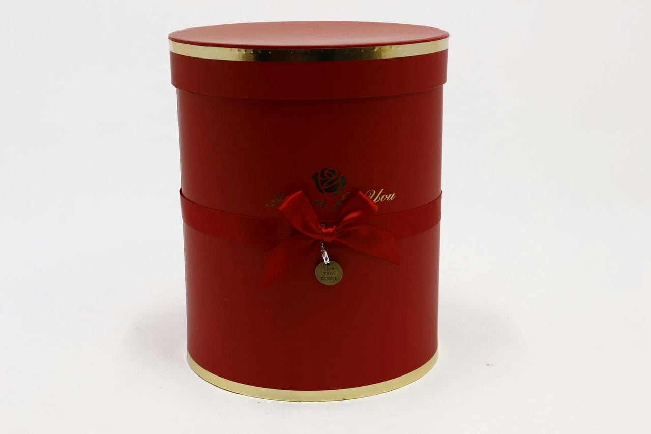 Коробка Цилиндр 21*25,5 см "Flowers for you" Красный (Арт) 720950/3-1
