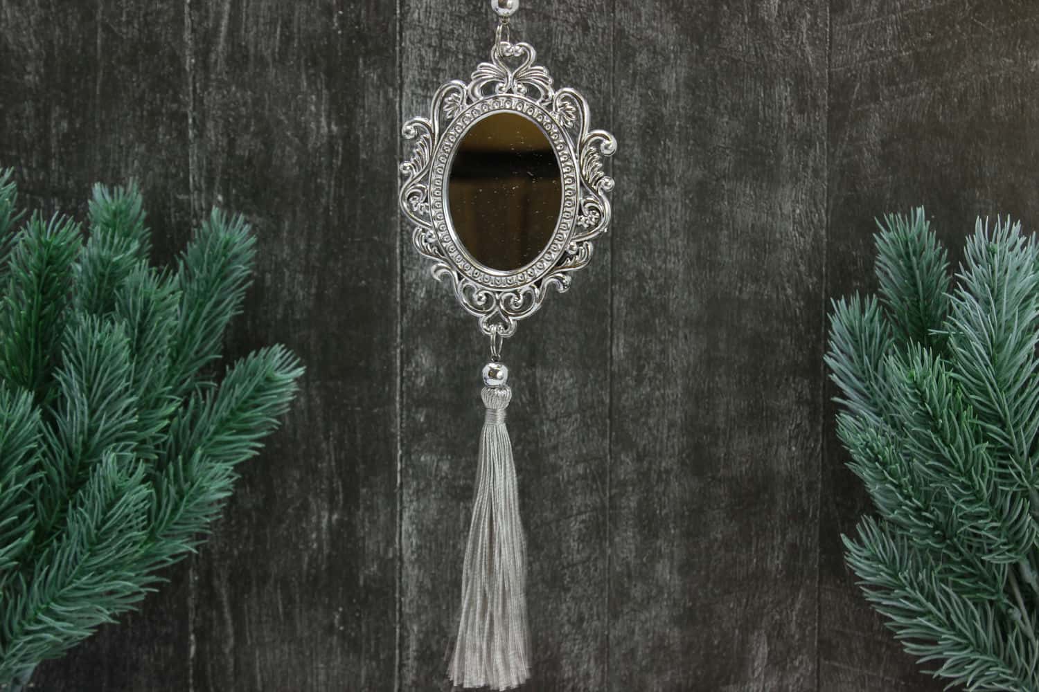 Украшение подвесное Зеркало, 10х7,5см, Серебряный