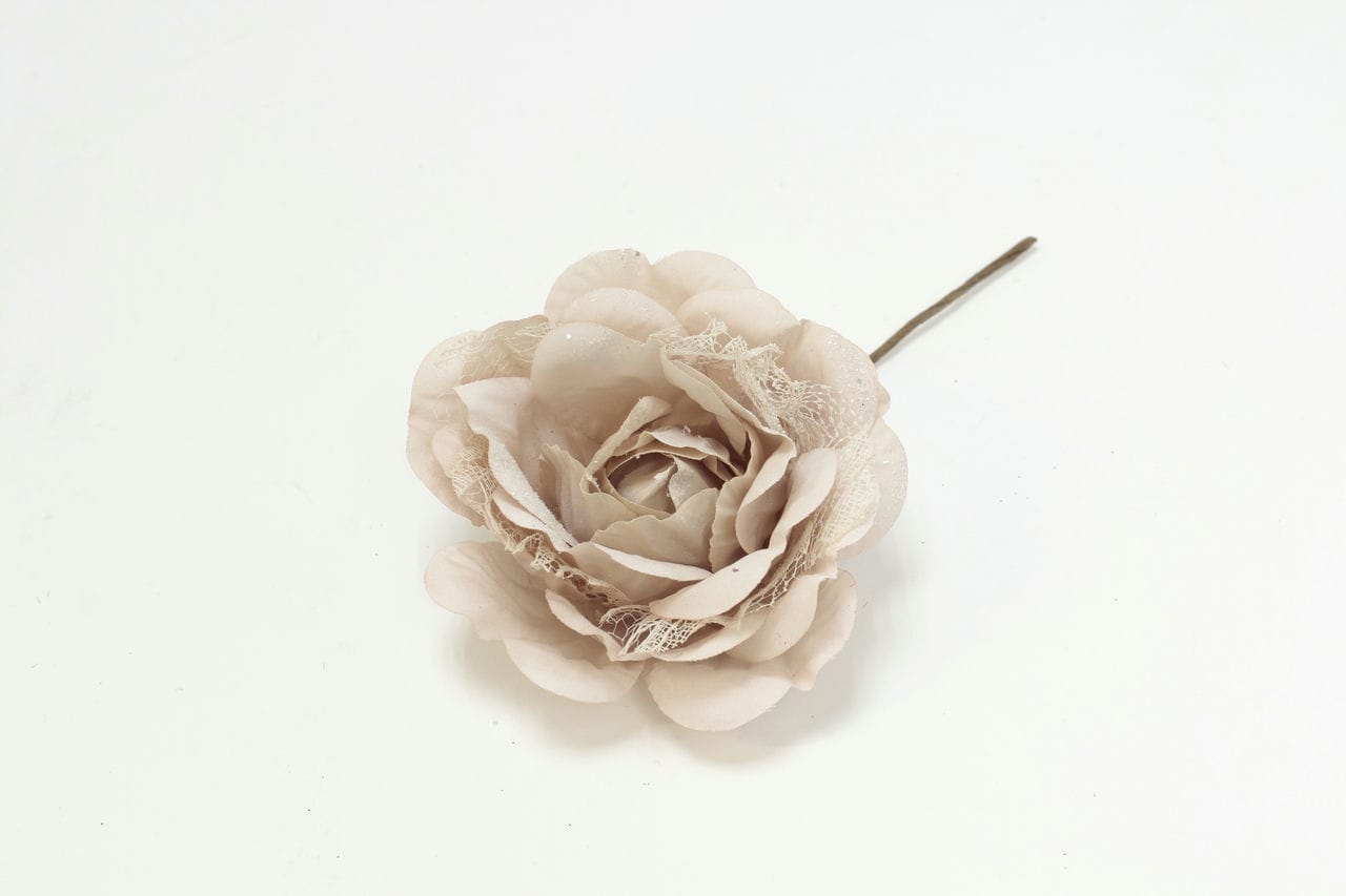 Цветок декоративный на вставке, H15 см, Розовый