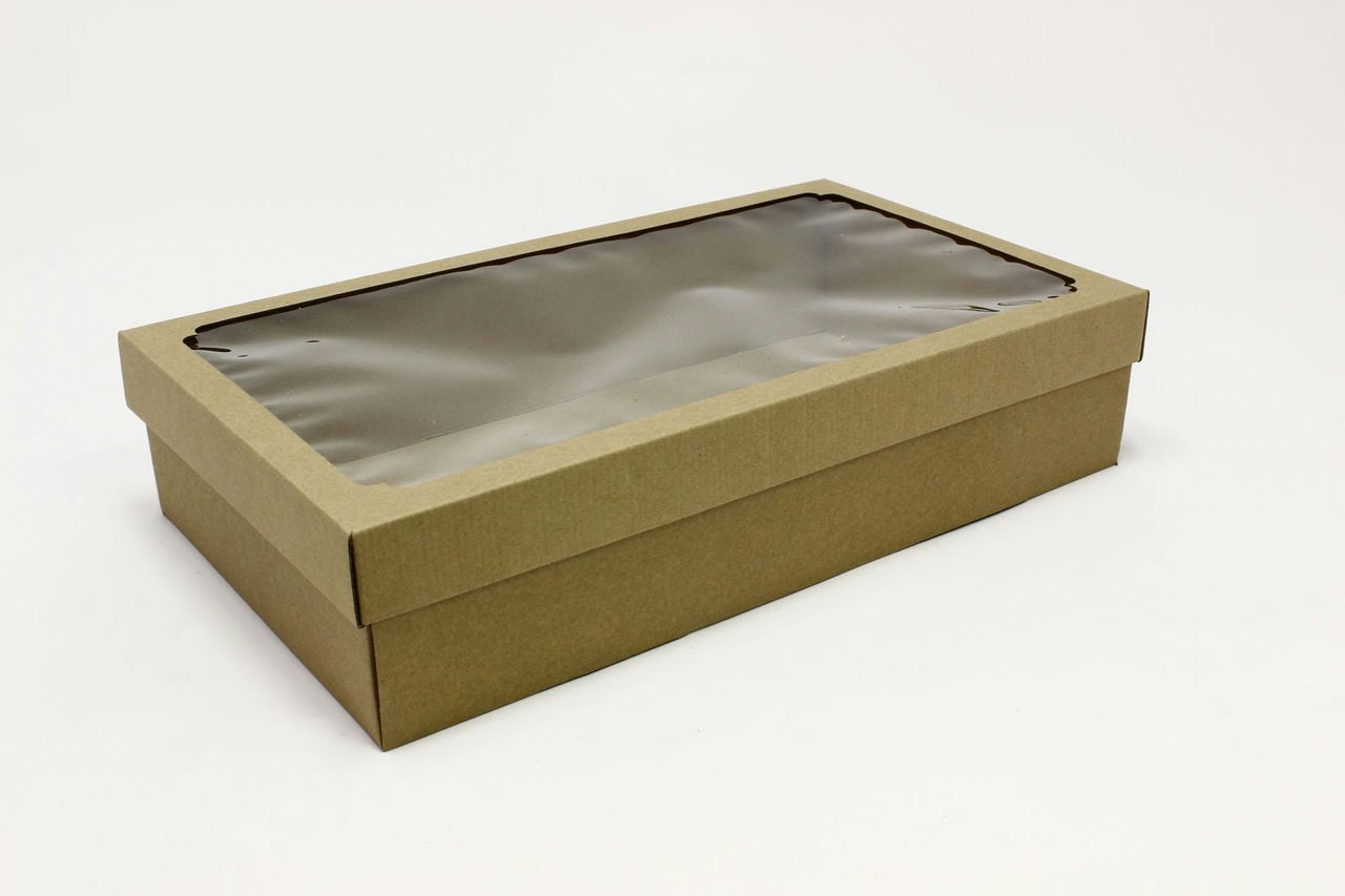 Коробка с окном 450 х 250 х 100 мм, H9.1 бурый (Цена за 1шт)