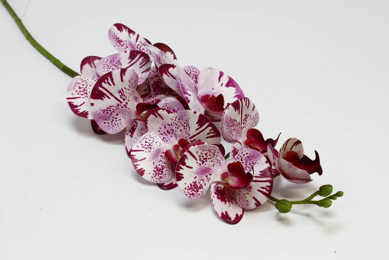 Ветка орхидеи H95см силикон  Сиренево/красный