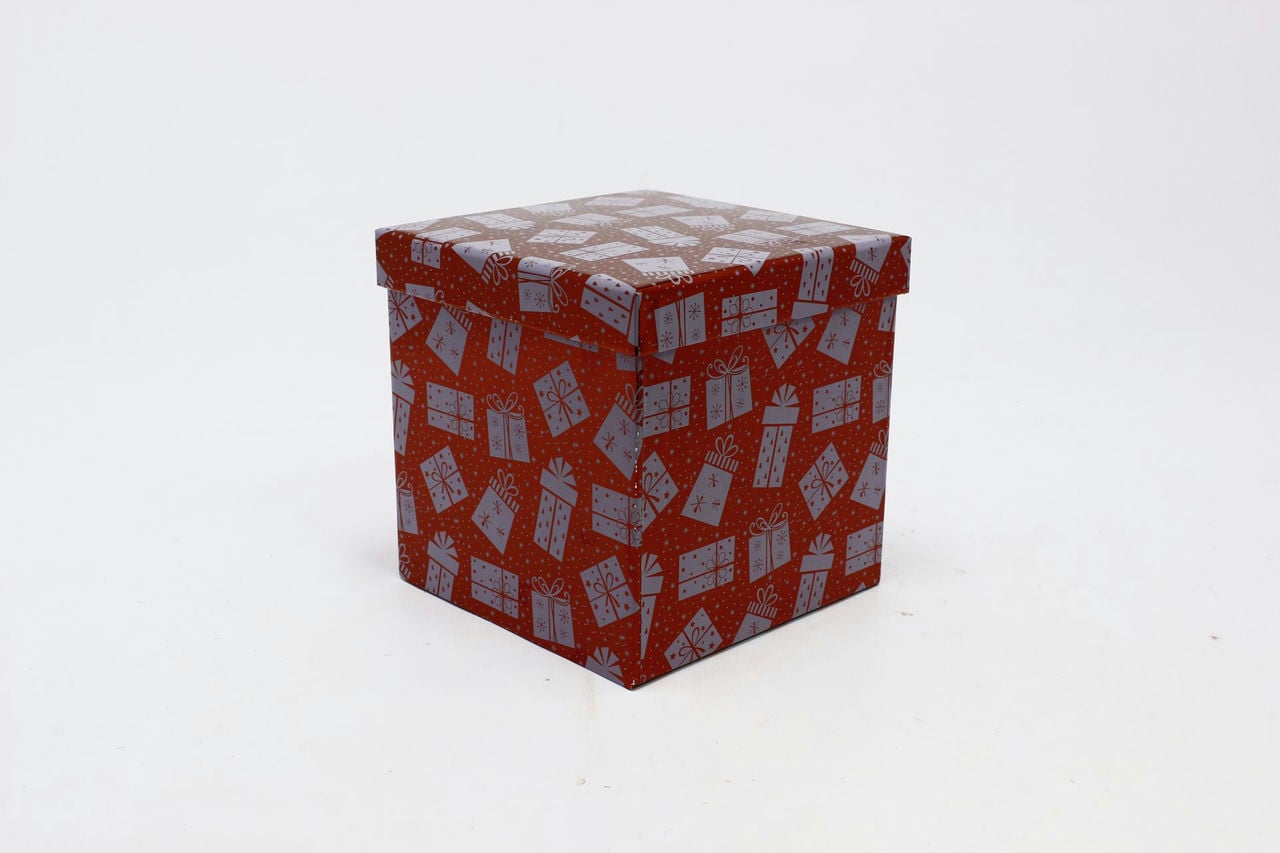 Коробка НГ Куб "Подарки" Красный 18,5*18,5см (Арт) 730601/1637-5