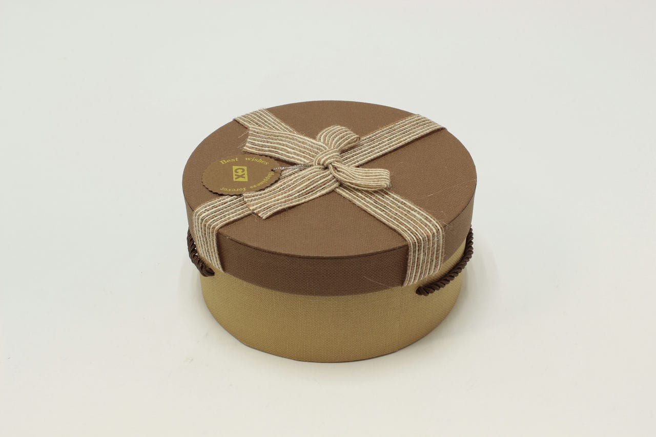 Коробка круг "Красивый Бант" светло коричневый 18,5*18,5*8,5 см (Арт) 7201480/1-3А