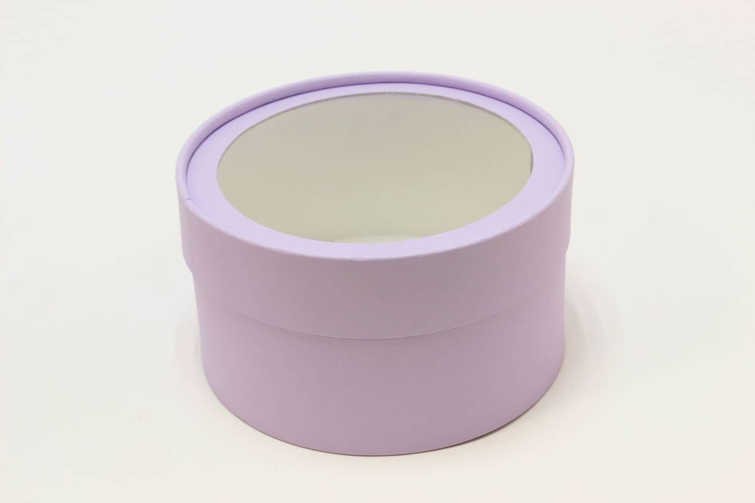 Подарочная коробка круглая с прозрачным окном D16*H9 Сиреневый №26