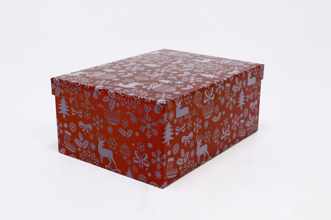 Коробка НГ прямоугольная 29*22*12,5 см "Новогодний" Красный (Арт) 730605/1634-5