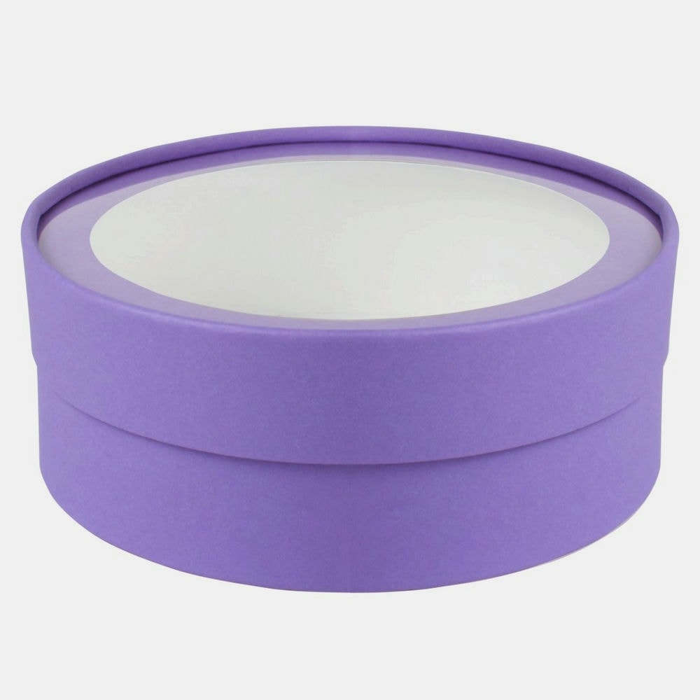 Подарочная коробка круглая с прозрачным окном D18хH6 см, Фиолетовый