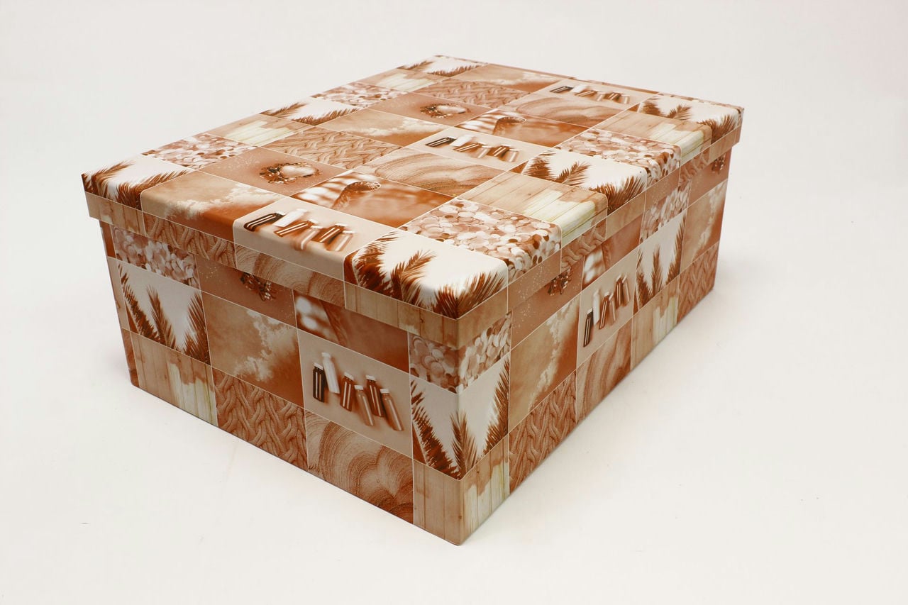Коробка прямоугольная "Коллаж в персиковом тоне" 40,5*31,3*16,5 см (Арт) 721902/1799-2