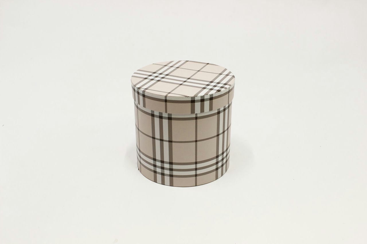 Коробка цилиндр "Шотландская клетка" 15.5x15 см Розовый (Арт) 4829381-3