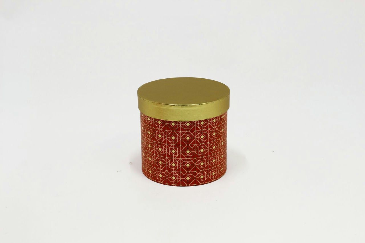 Коробка цилиндр "Геометрия" 14x12.6 см, Золото/Красная (Арт) 88002470-3