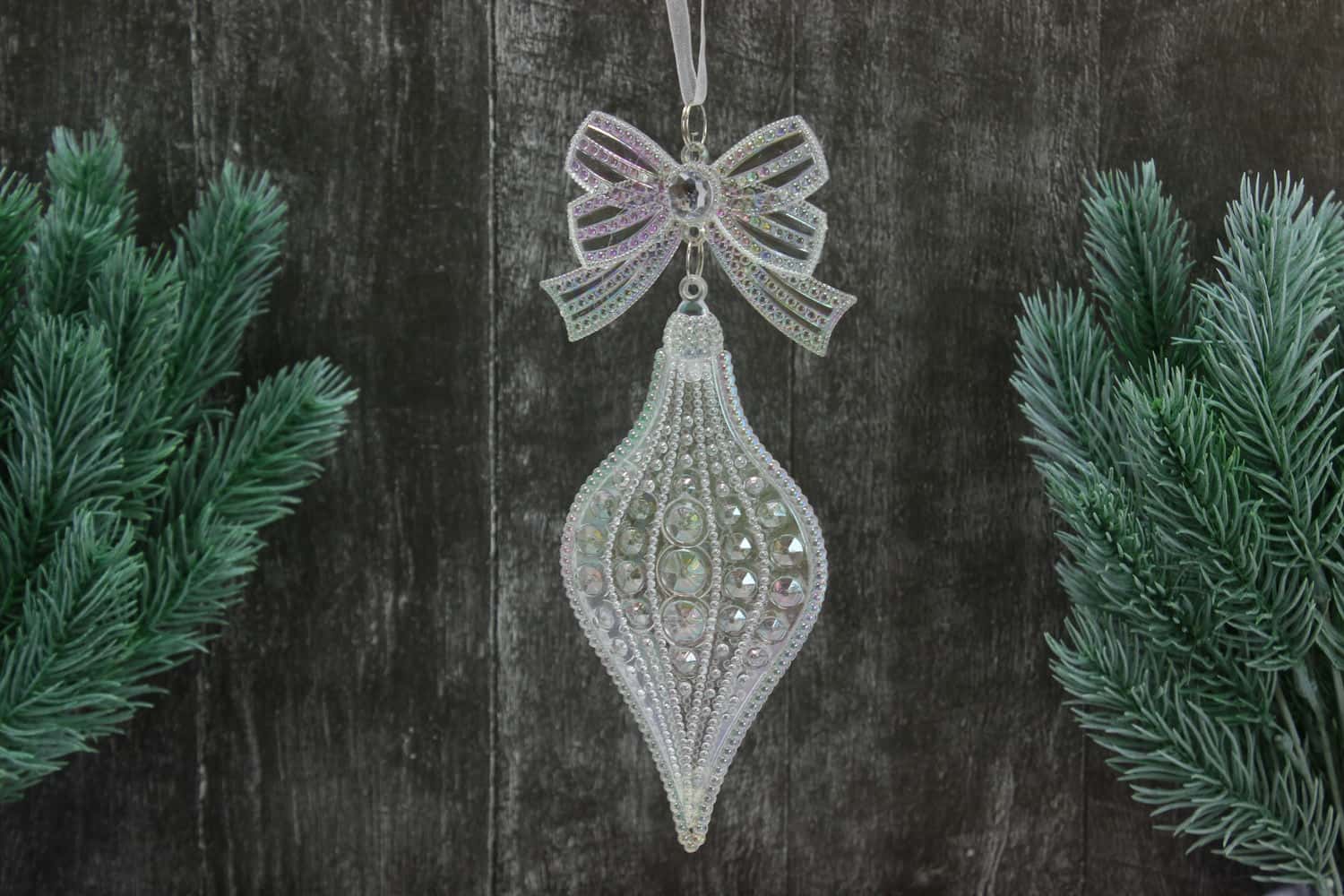 Украшение подвесное Капля (пластик), 17х7,9см, Перламутровый