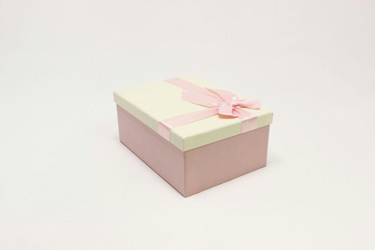 Коробка прямоугольная "Бант" Розовый/Бежевый 26,3*19,3*11,3 см (Арт) 721604/0024-5
